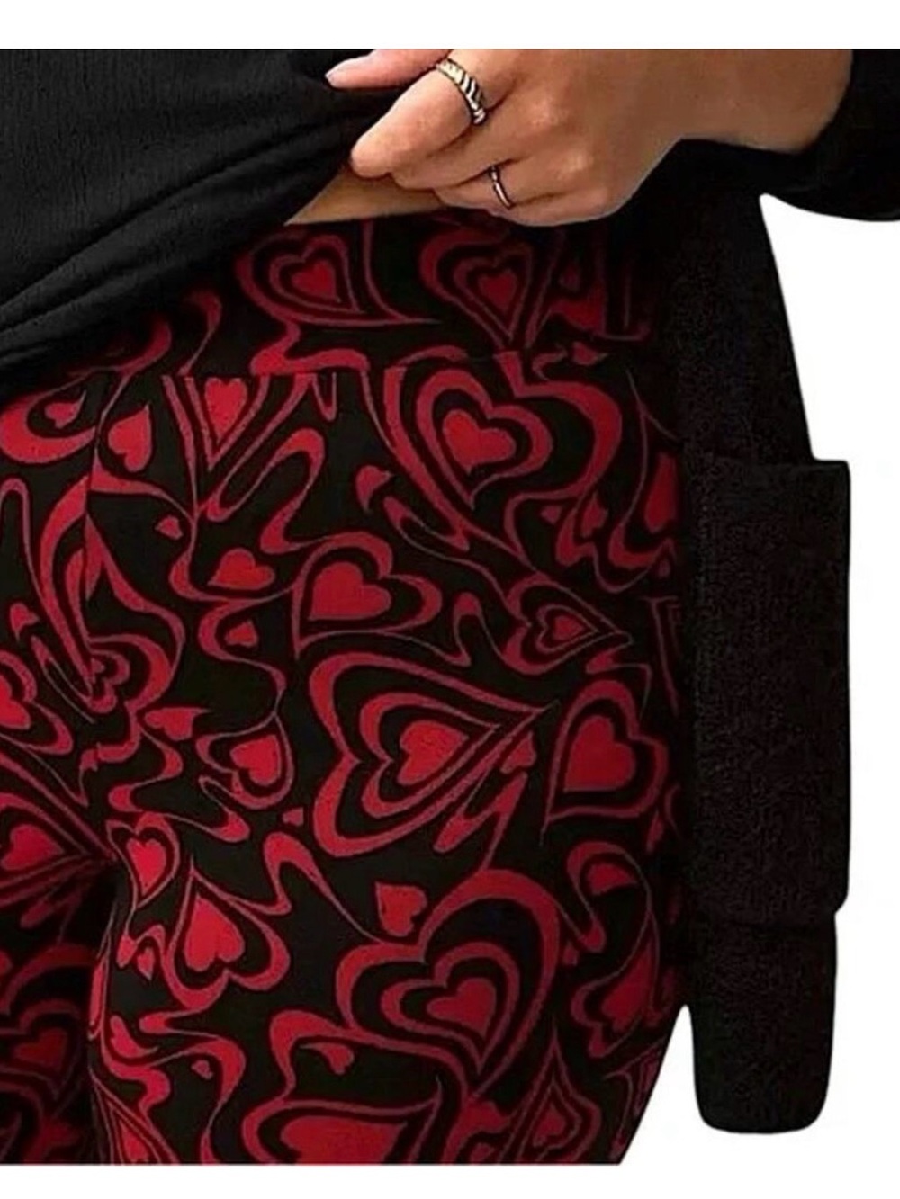 torrid Black Leggings with Red Heart Swirl Print - Picture 5 of 5